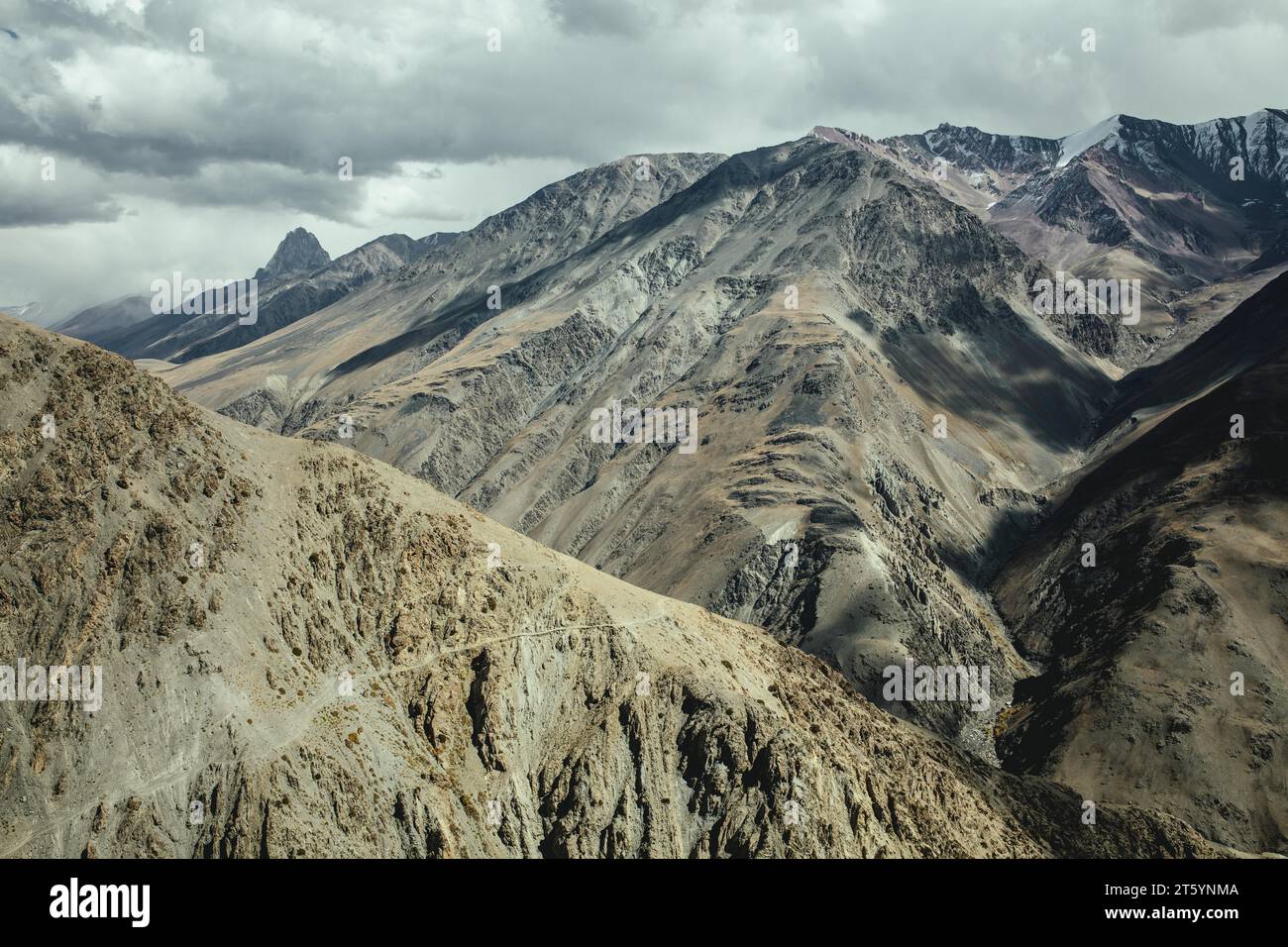 Landscape, way into the Wakhan Corridor, descent from Daliz Pass, Afghanistan Stock Photo