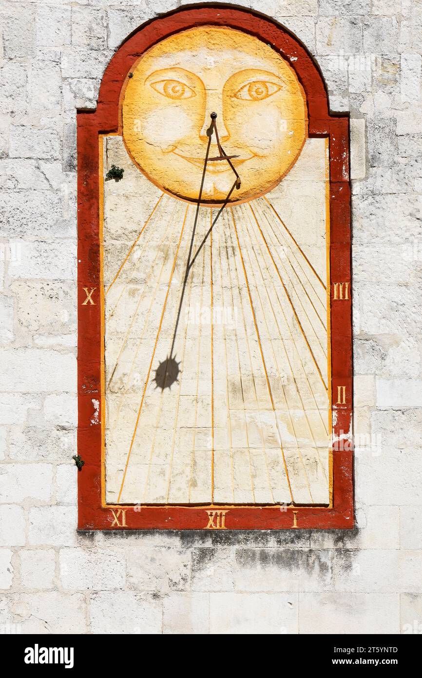 Historic City Hall of La Rochelle, Hotel de Ville, sundial in the courtyard, Charente-Maritime department, France Stock Photo