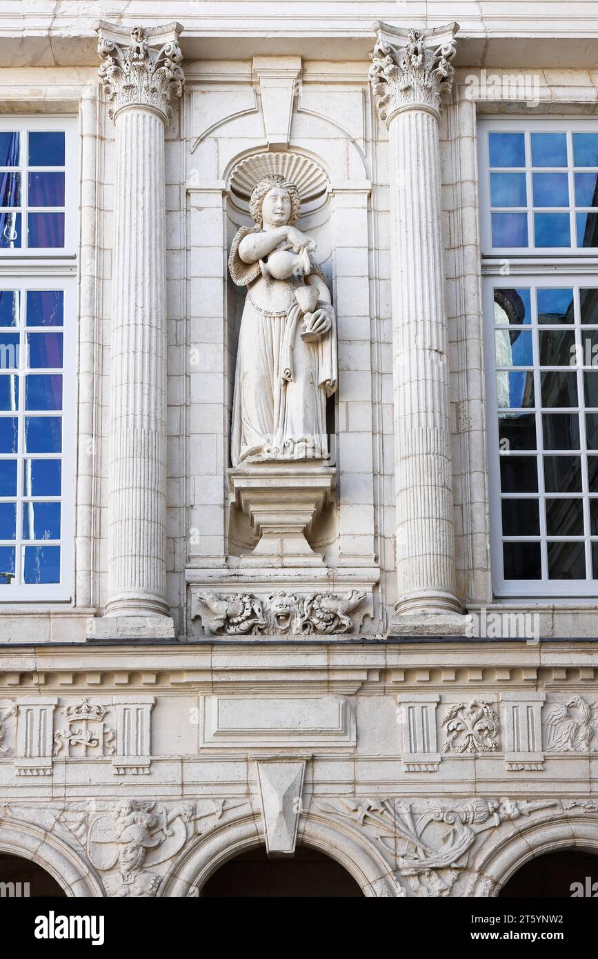 Historic Town Hall of La Rochelle, Hotel de Ville, decorative facade with sculpture, Charente-Maritime department, France Stock Photo