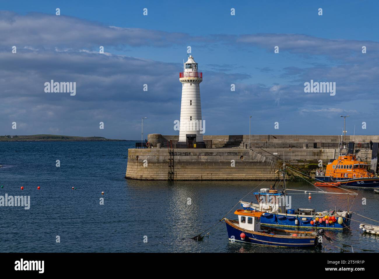Donaghadee harbour with lighthouse, Northern Ireland, UK Stock Photo