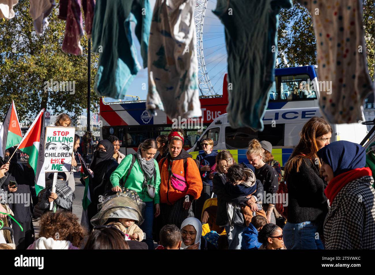 London, UK. 7th November, 2023. Baby grows are pictured hanging above a ...