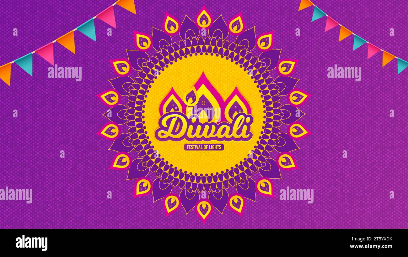 Diwali Festival Greeting Card Hindu Festive Modern Background Indian Rangoli Art Concept 6914