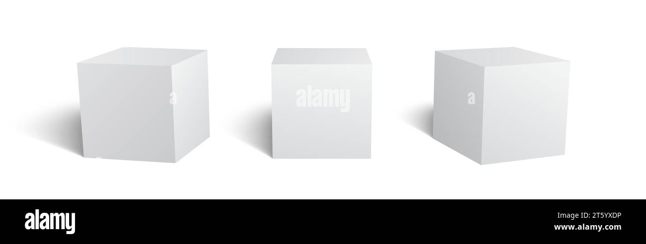 Box mockup. Cube perspective view, white packaging boxes templates ...
