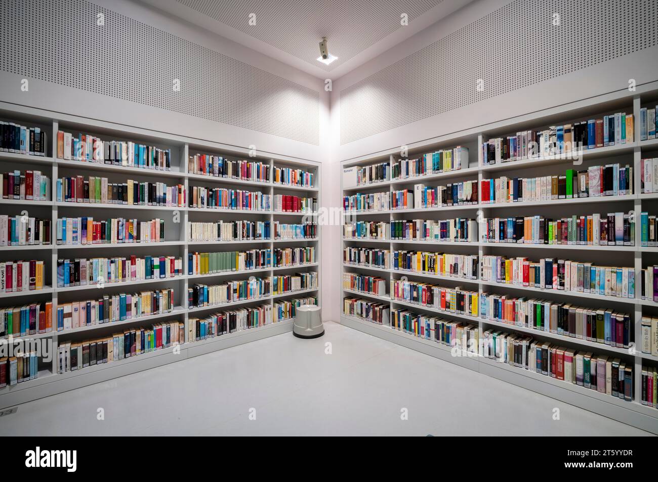 Interior photograph, bookshelf, books, city library, architect Eun