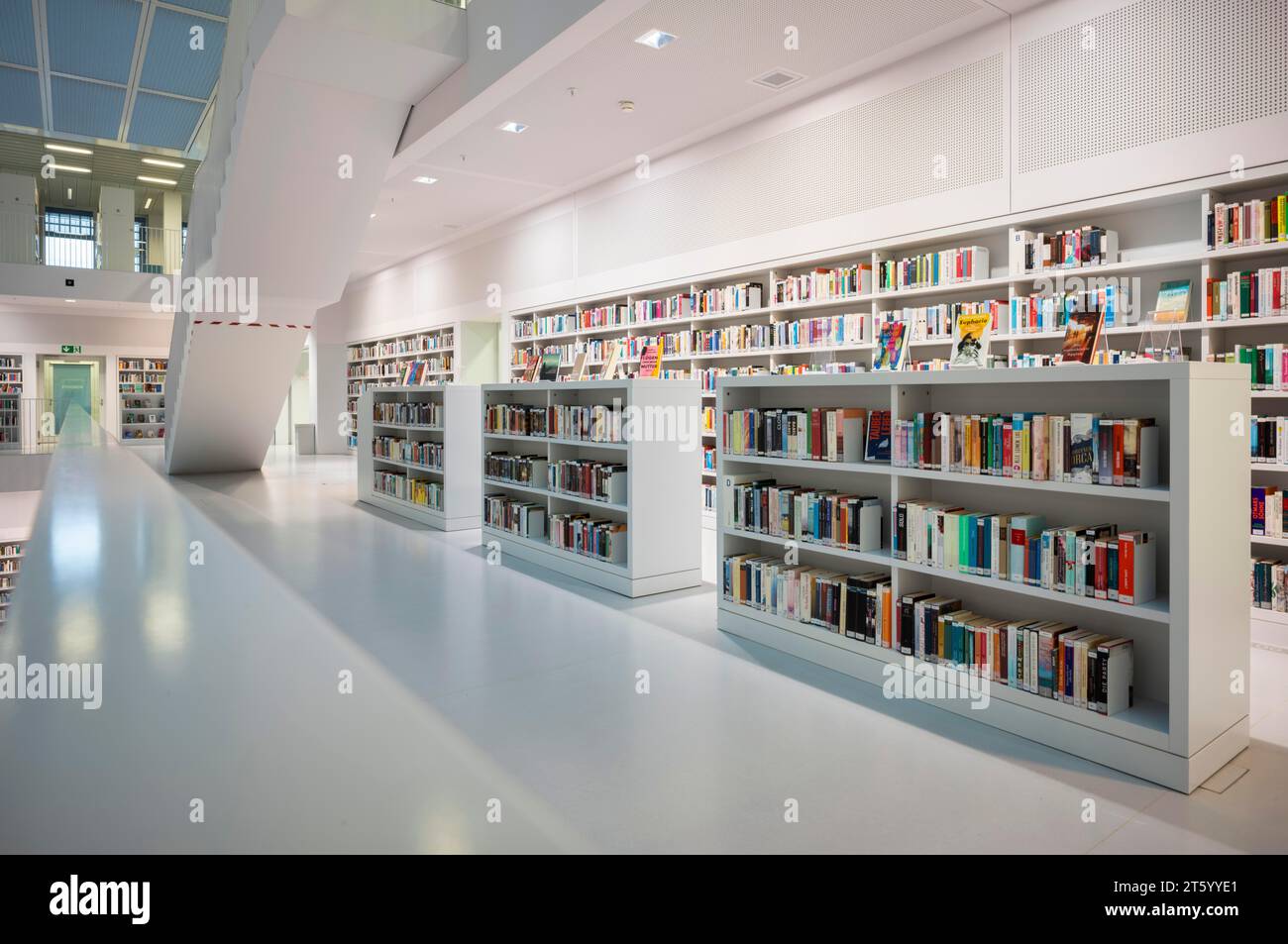 Interior photograph, bookshelf, books, city library, architect Eun