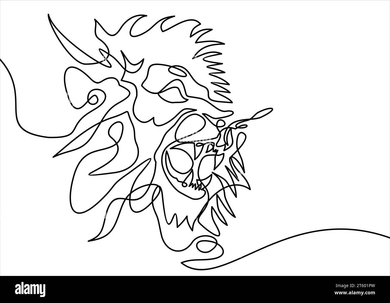 Lion one line continuous line art drawing vector illustration Stock Vector
