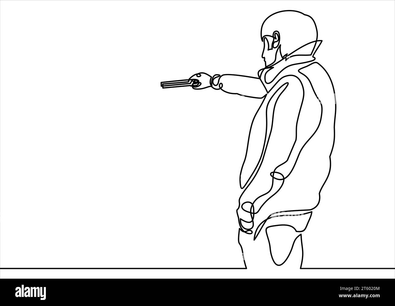 killer pointing a gun continuous line drawing Stock Vector Image & Art
