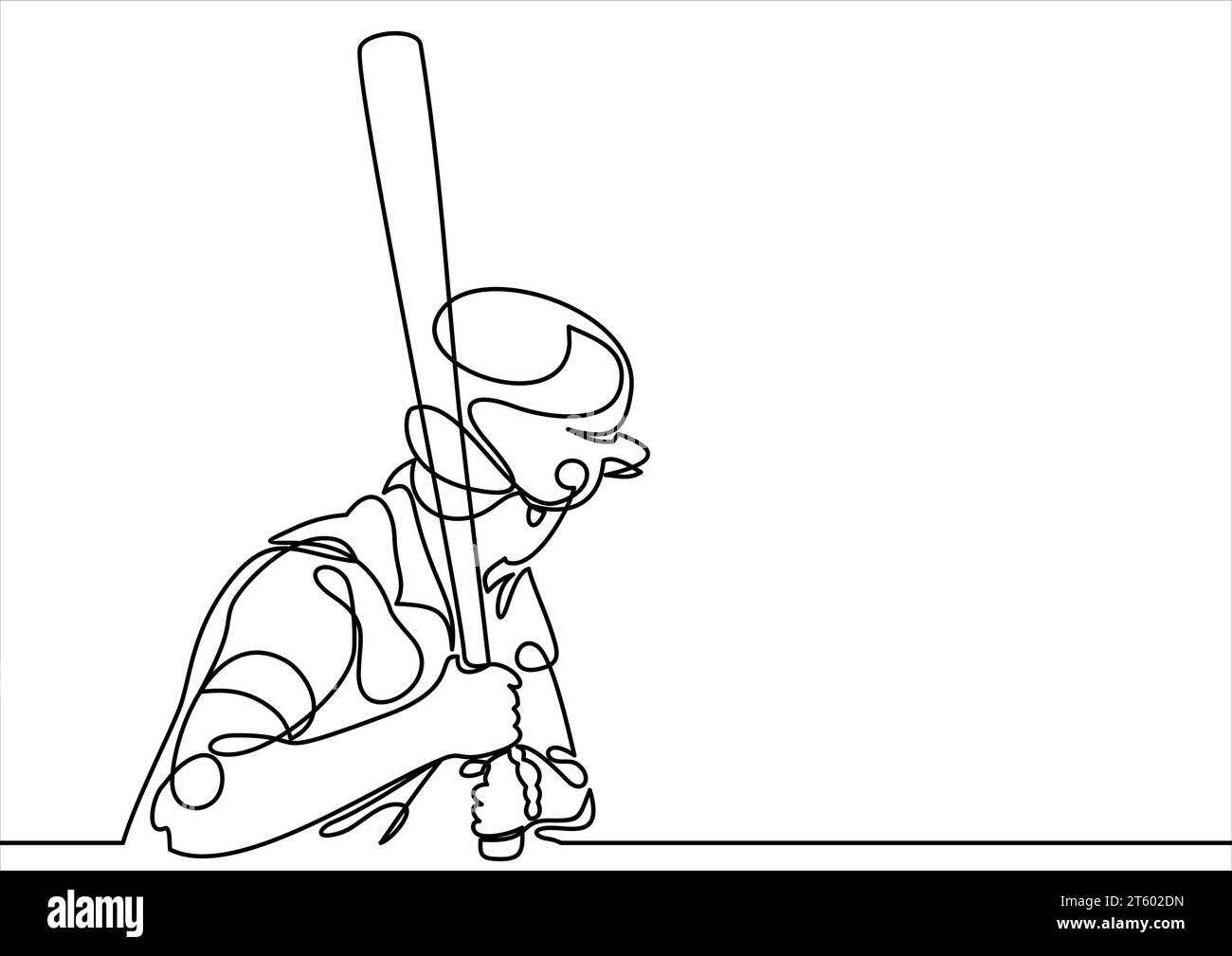 Baseball player vector- continuous line drawing Stock Vector