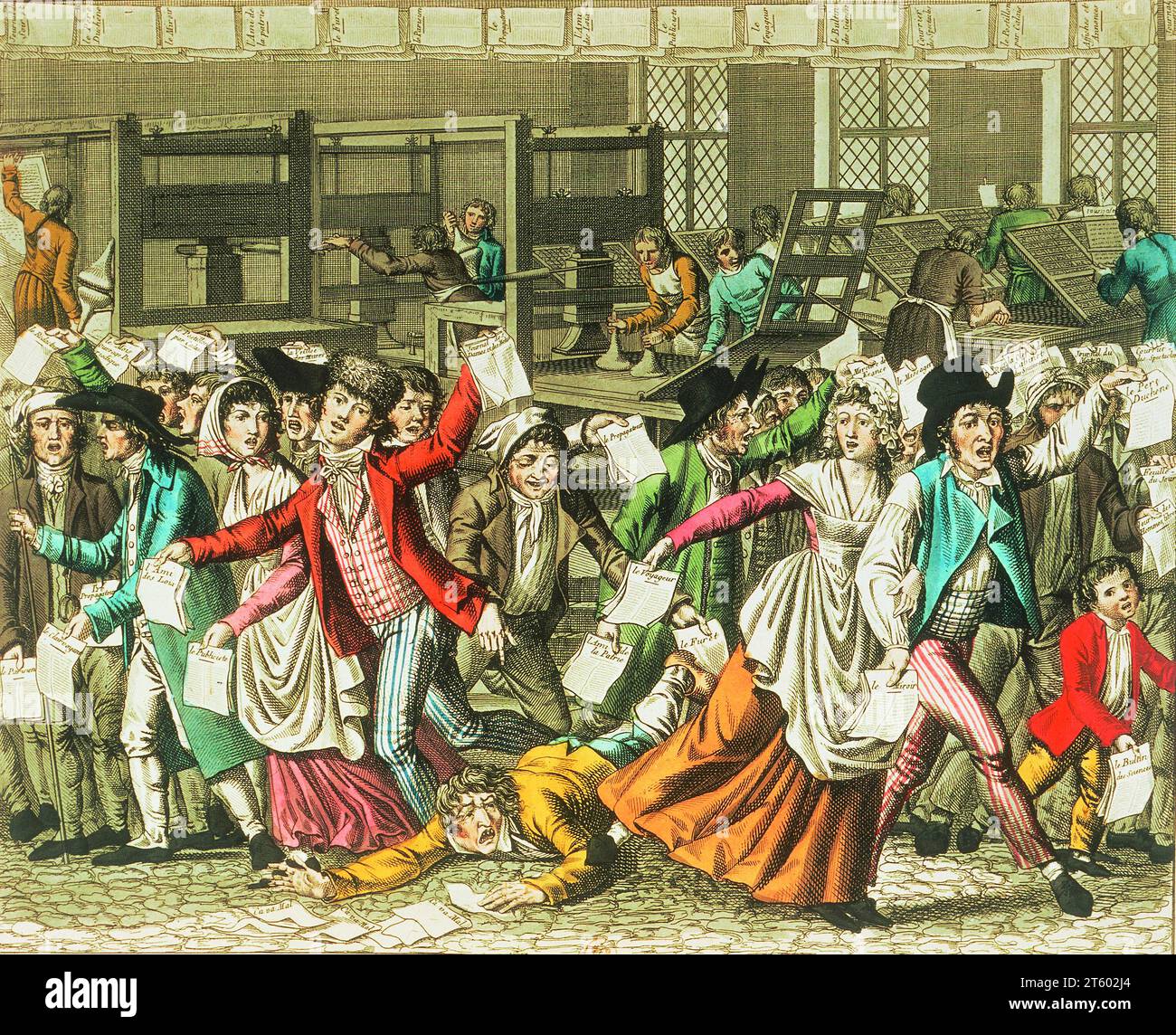 Title: The Freedom of the Press Creator: Unknown/Unspecified (Artist's name not provided) Year: 1797 Medium: Colored engraving Dimensions: Not specified Location: Bibliotheque Nationale, Paris, France Stock Photo