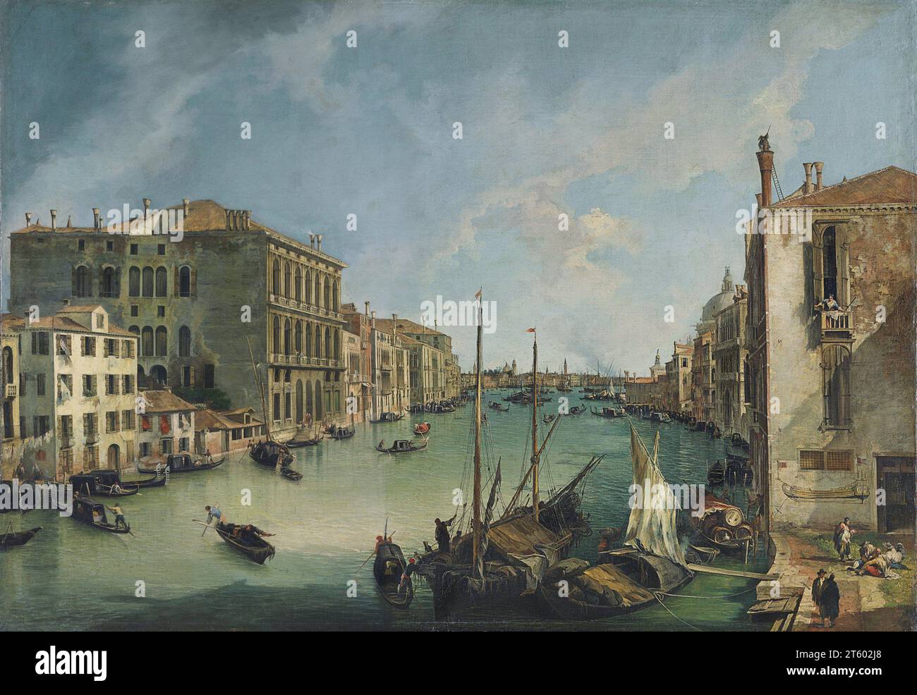 Title: The Grand Canal from San Vio, Venice Artist: Canaletto (Giovanni Antonio Canal) Date: ca. 1723-1724 Medium: Oil on canvas Dimensions: 140.5 x 204.5 cm Location: Museo Nacional Thyssen-Bornemisza, Madrid Stock Photo