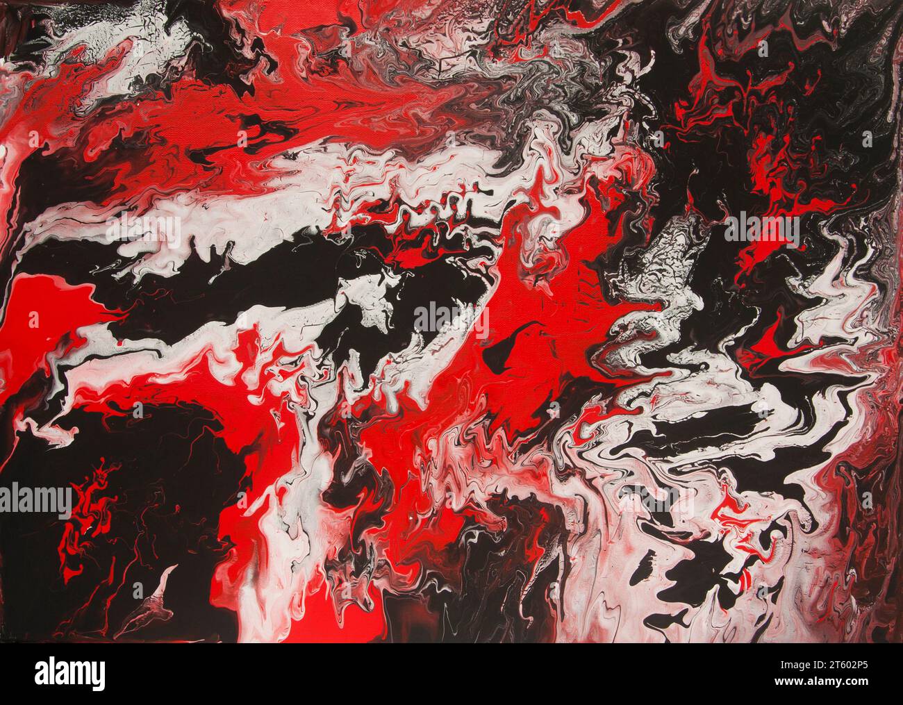 Acrylic fluid art painting black red and white Stock Photo - Alamy