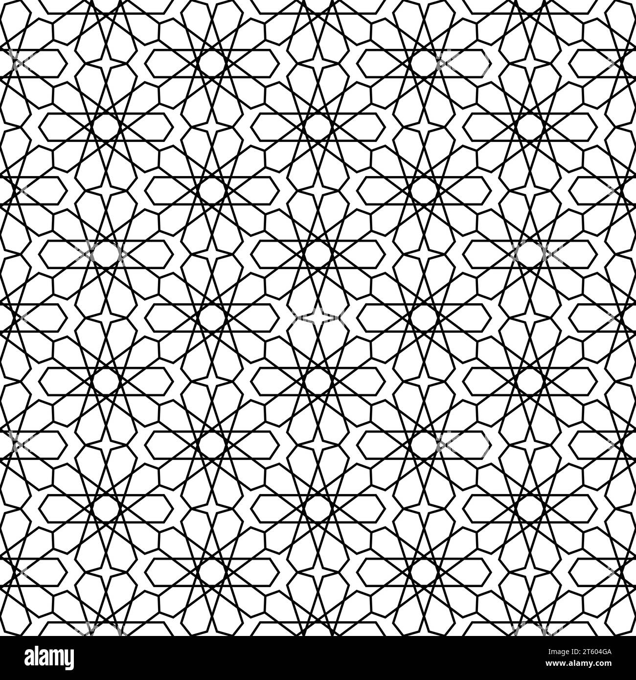 Morocco seamless pattern. Repeating black marocco grid isolated on white background. Repeated simple moroccan mosaic motive. Islamic textur for design Stock Vector