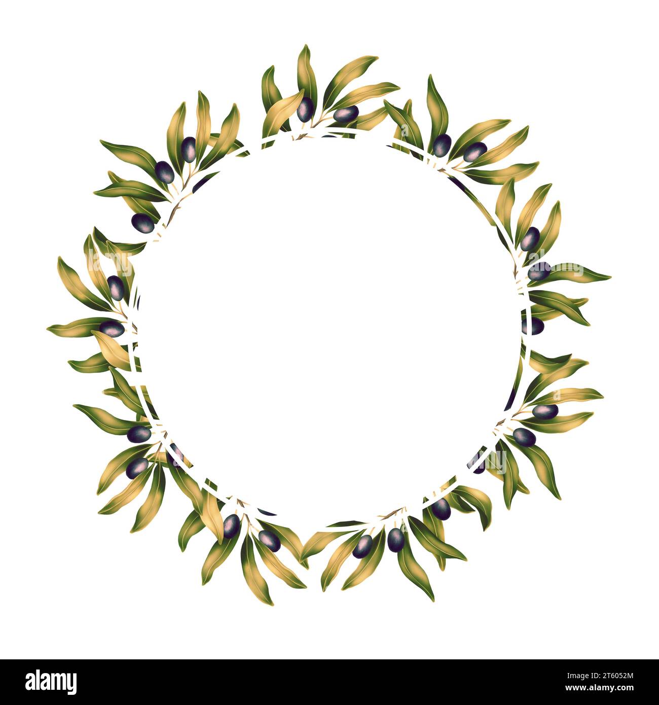 Round template for text with olive branches and leaves. Frame or border ...