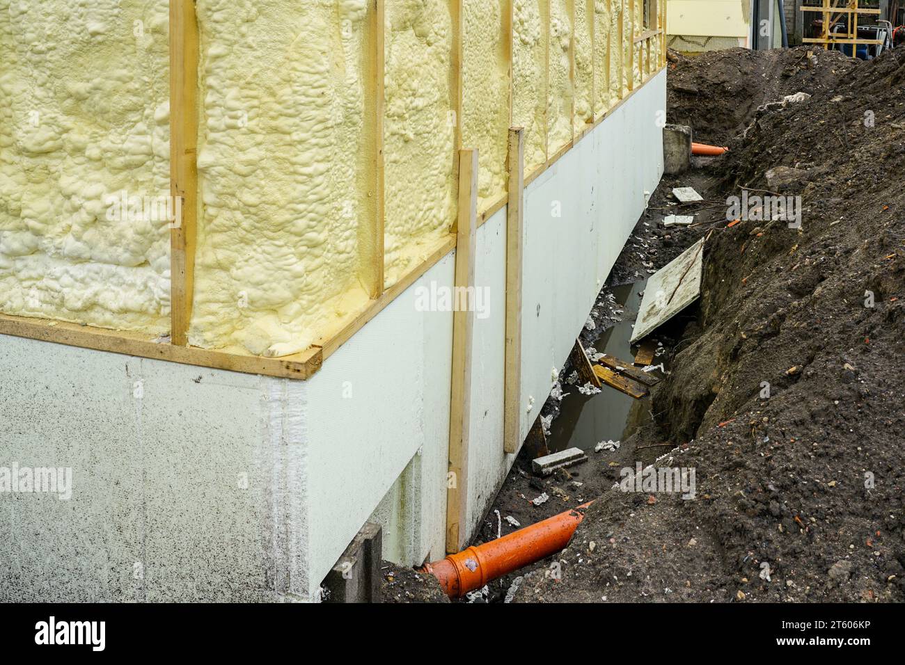 Thermal insulation of the concrete foundation of the residential house