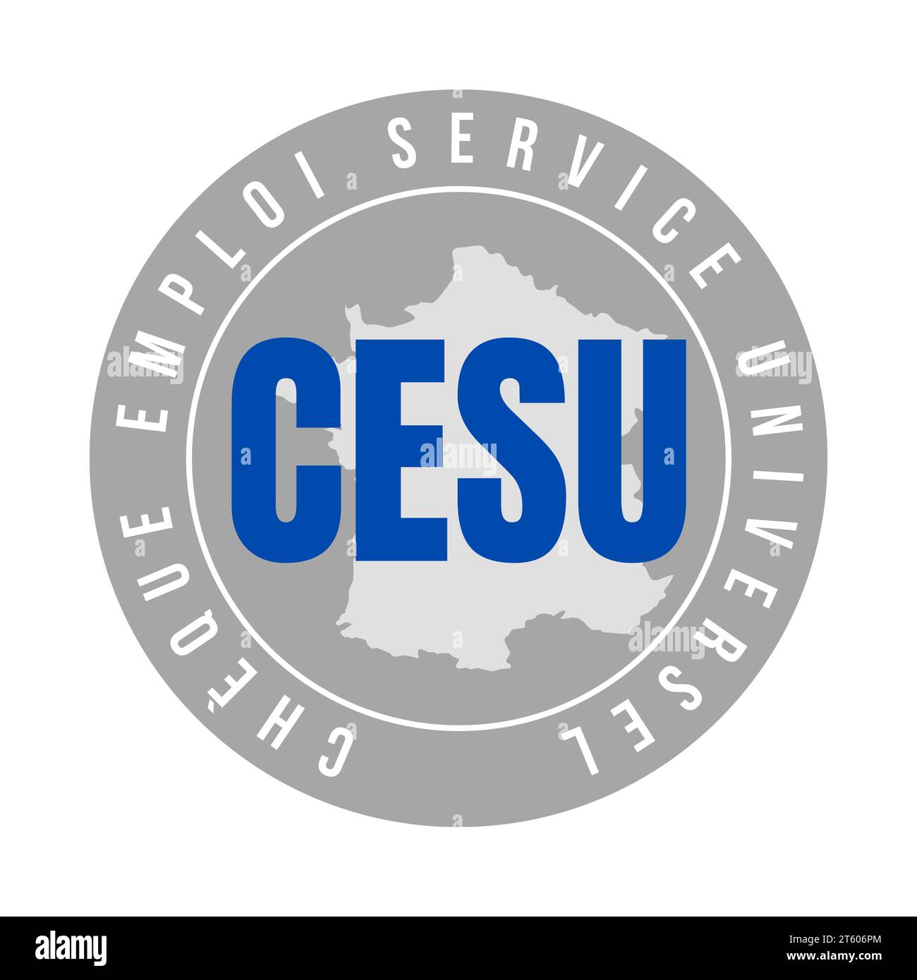 Universal service employment check symbol icon called CESU cheque emploi service universel in French language Stock Photo