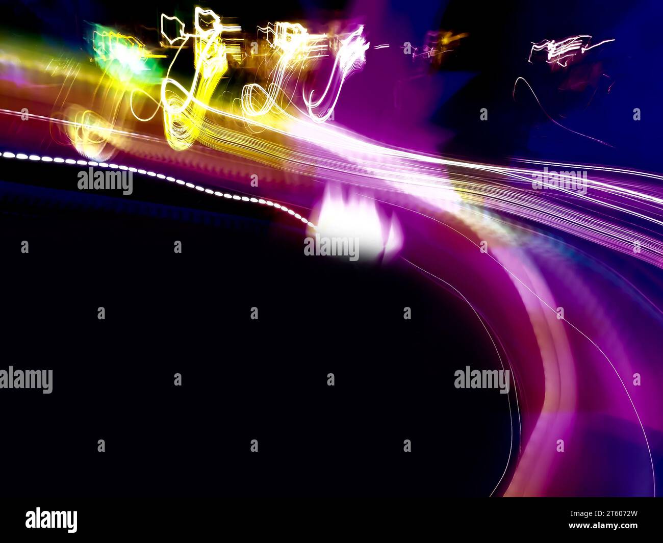 Blur space travel concept with blurred lights trails making  pattern on  background. Stock Photo