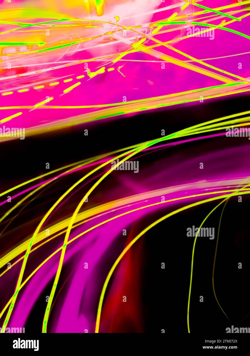Blur space travel concept with blurred lights trails making  pattern on  background. Stock Photo