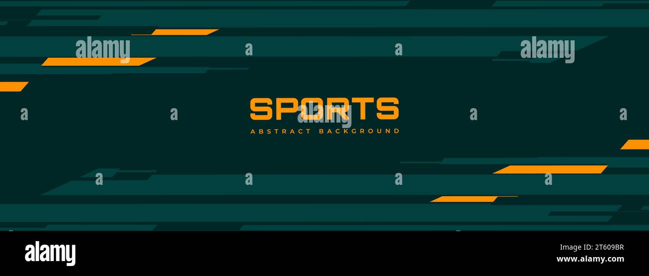 Modern dark green and orange sports banner design with horizontal lines. Abstract sports background. Vector illustration Stock Vector