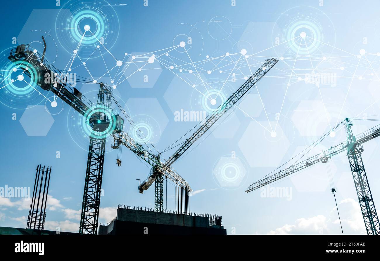Construction technology banner background. Construction site with