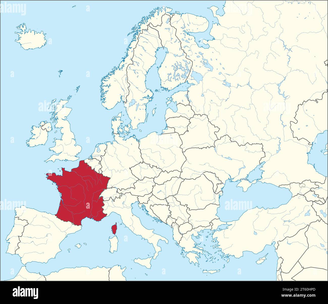 Location map of the REPUBLIC OF FRANCE, EUROPE Stock Vector