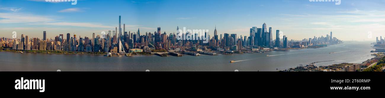 Beautiful aerial panorama New York. View of Manhattan and Hudson River ...