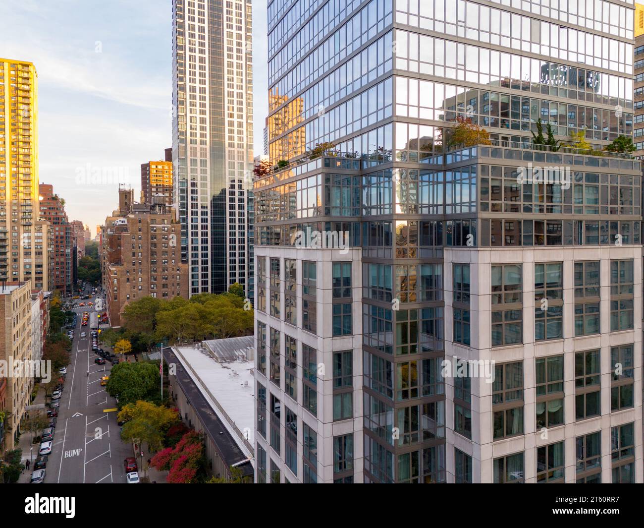 New York, NY, USA - October 26, 2023: Aerial photo 200 West End Avenue ...
