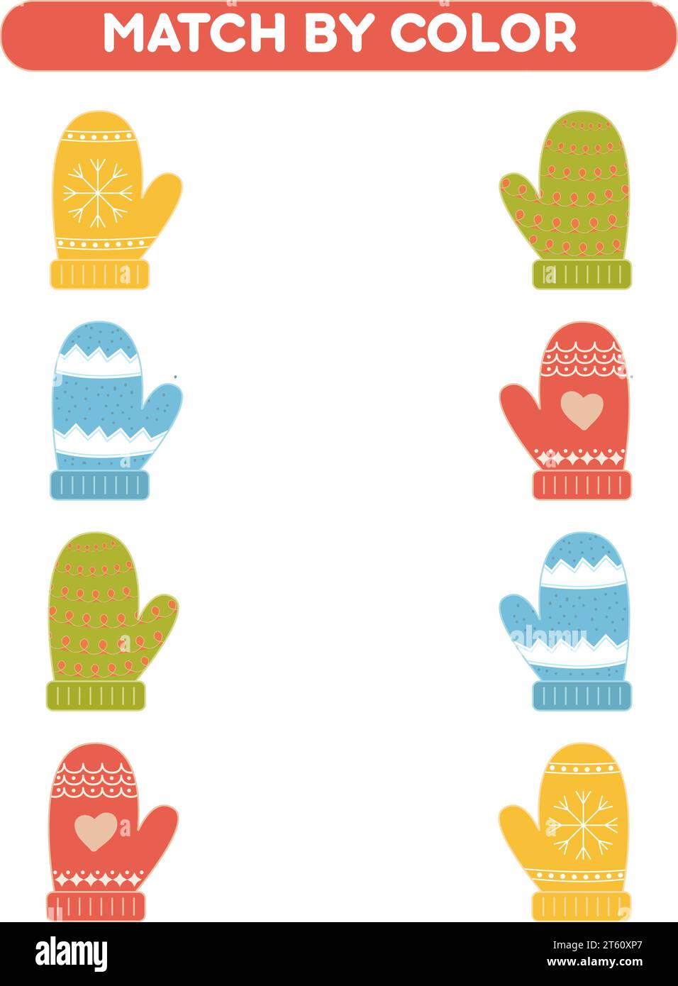Match mittens by color. Educational game. Worksheets for kids Stock ...