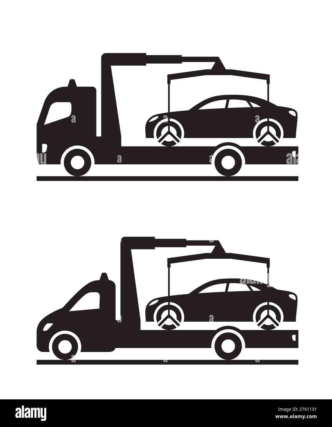 Roadside assistance truck and pickup with car - vector illustration ...