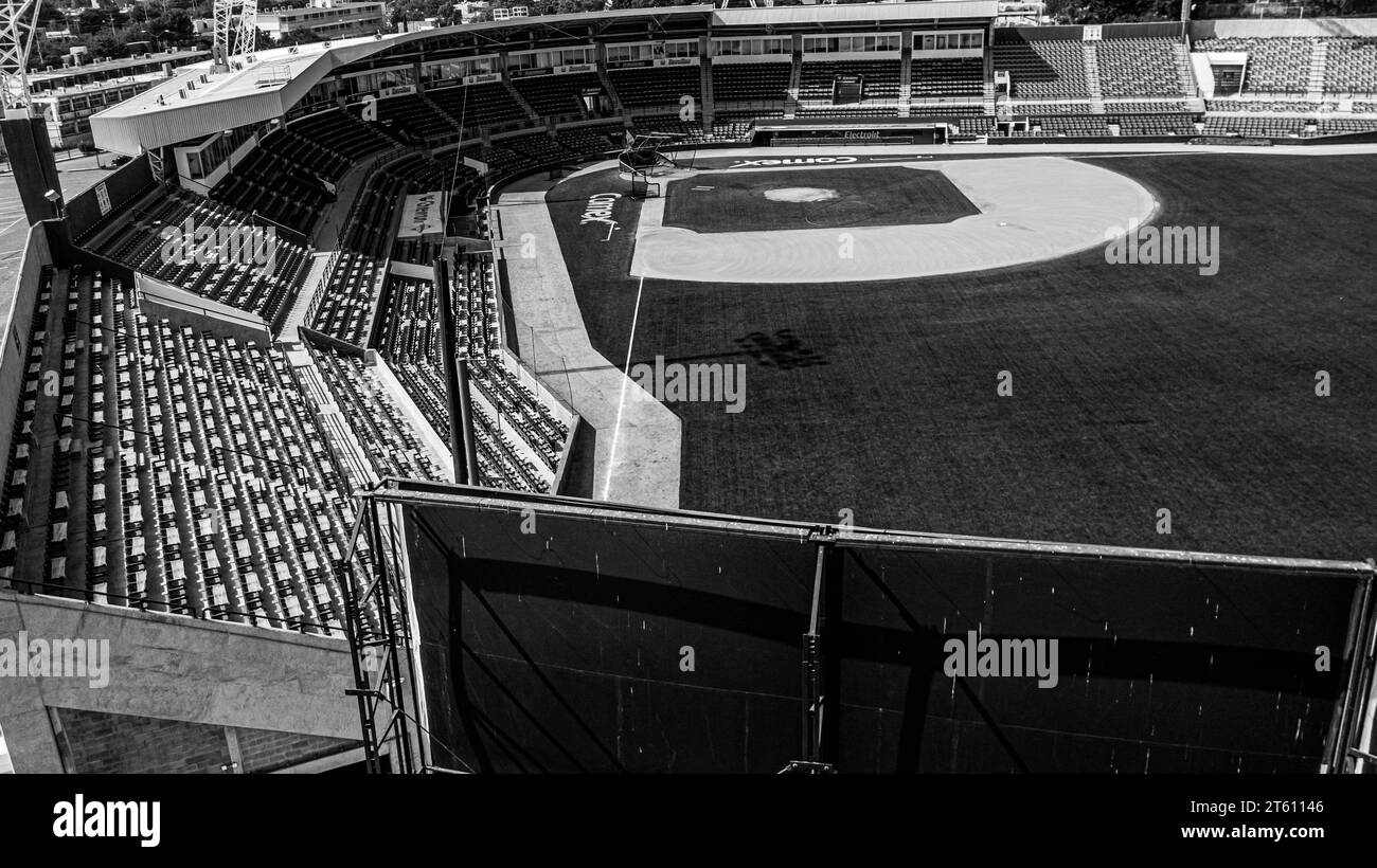 Aerial view of the Francisco Carranza Limón Stadium. General view of the Algodoneros stadium in Guasave, Sinaloa Mexico. Guasave Mexico. on February 7, 2021 in Guasave, Mexico. Kuroda Park (Photo by Luis Gutierrez/Norte Photo/)   Vista aérea del Estadio Francisco Carranza Limón. Vista general del estadio Algodoneros en Guasave, Sinaloa México. Guasave México. el 7 de febrero de 2021 en Guasave, México.  . (Foto de Luis Gutierrez / Foto Norte /) Stock Photo