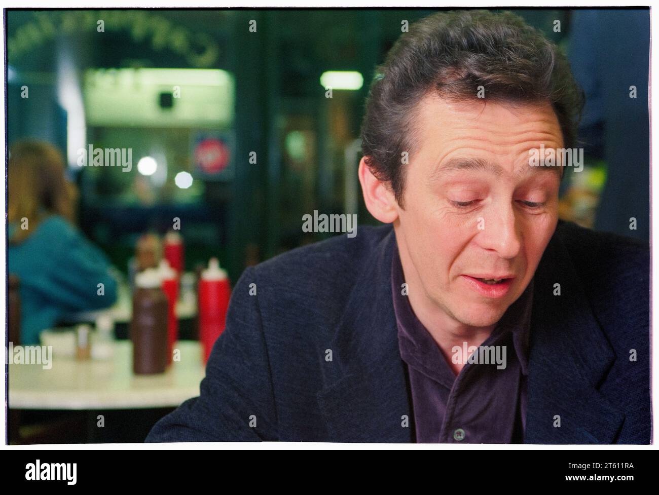 Interview portrait of comedian and actor Paul Whitehouse at a small