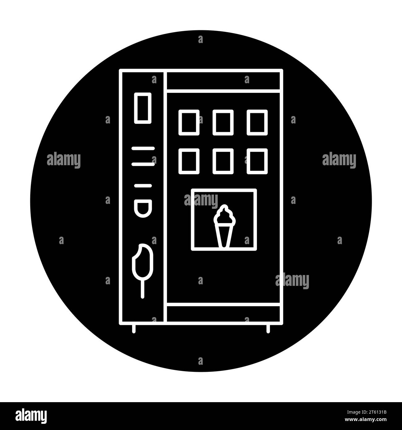 Ice cream machine in black line icon. Self service machine. Pictogram