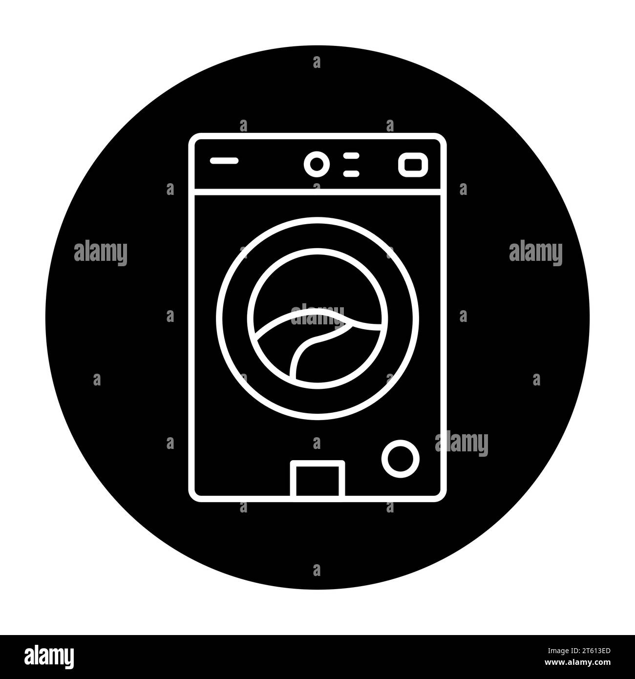 Washing machine black line icon. Household appliance. Outline pictogram