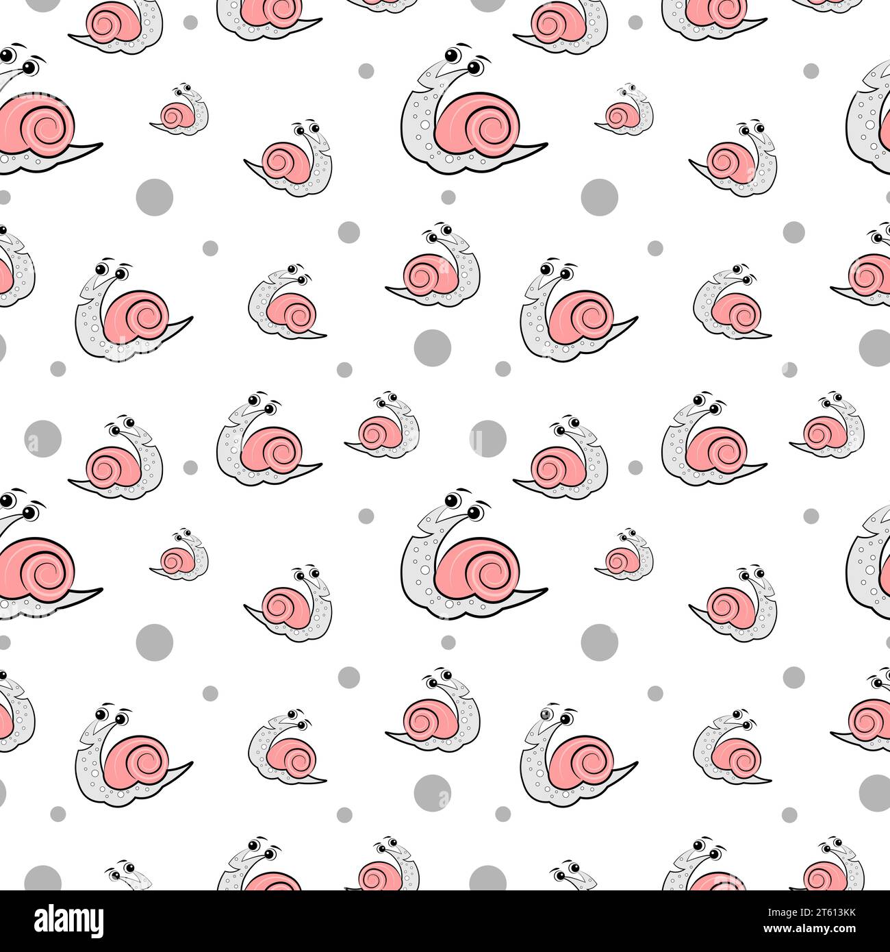 Seamless texture with snails on white background Stock Vector