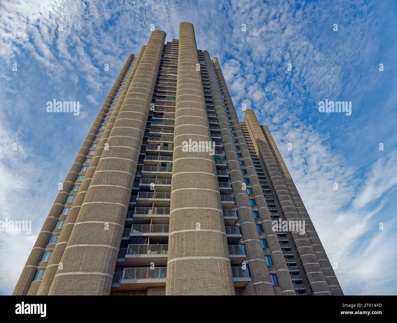 Tracey Towers are brutalist residential towers designed by Paul Rudolph