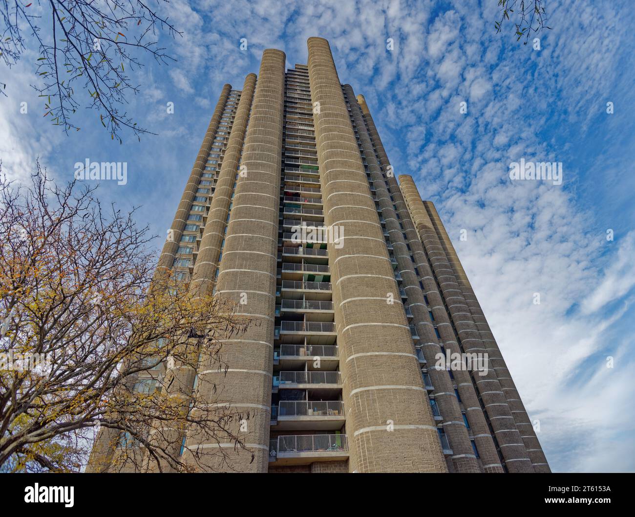 Tracey Towers are brutalist residential towers designed by Paul Rudolph