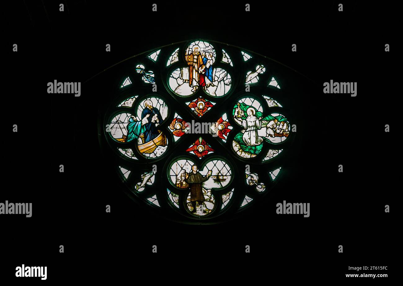 Liverpool, England - Oct 07, 2023 - Silhouette of Stained glass window