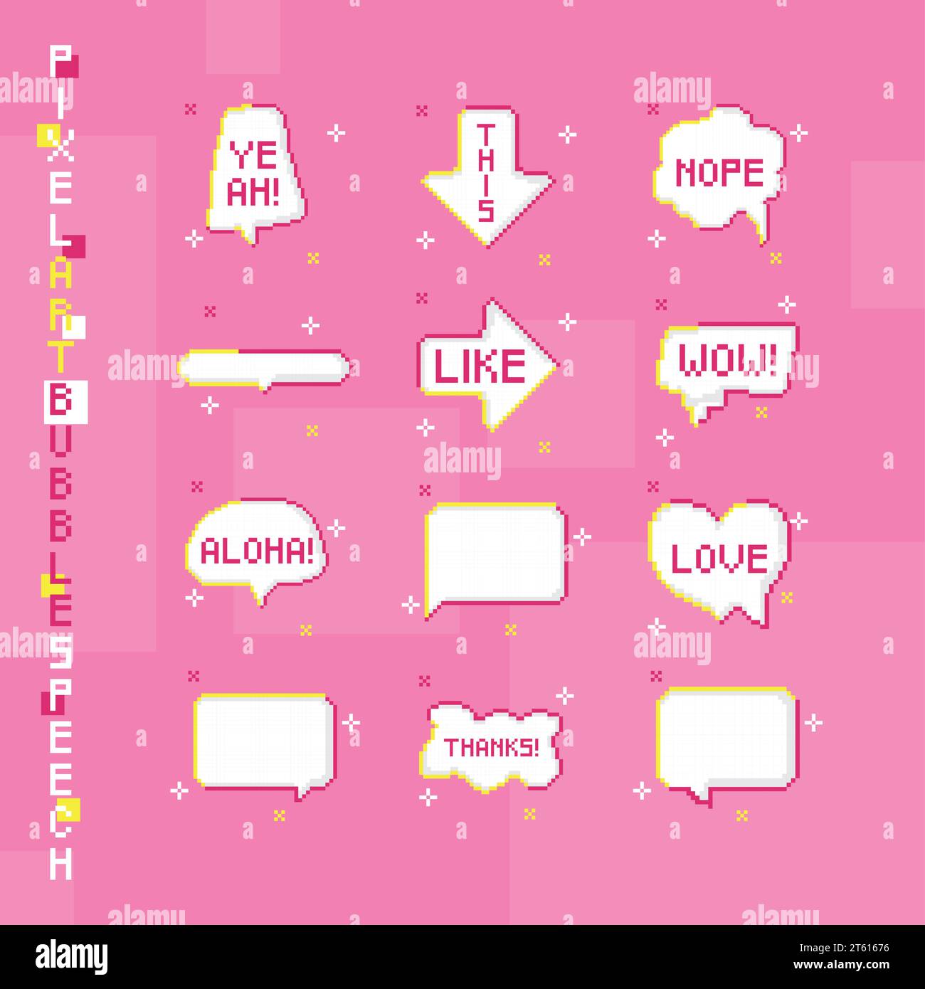 Set of speech bubbles Pixel art Vector Stock Vector