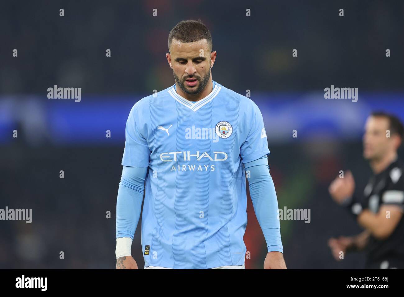 Aleksandar Dragovic #15 of Crvena zvezda during the UEFA Champions League  Group G match between Manchester City and FK Crvena Zvezda at the Etihad  Stadium, Manchester on Tuesday 19th September 2023. (Photo