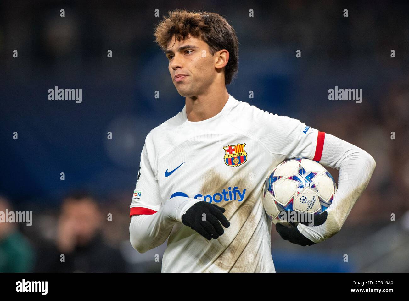João Félix of Barcelona during the UEFA Champions League Group H match between Shakhtar Donetsk and FC Barcelona at Volksparkstadion in Hamburg, Germany on November 7, 2023 (Photo by Andrew SURMA/ SIPA USA). Stock Photo