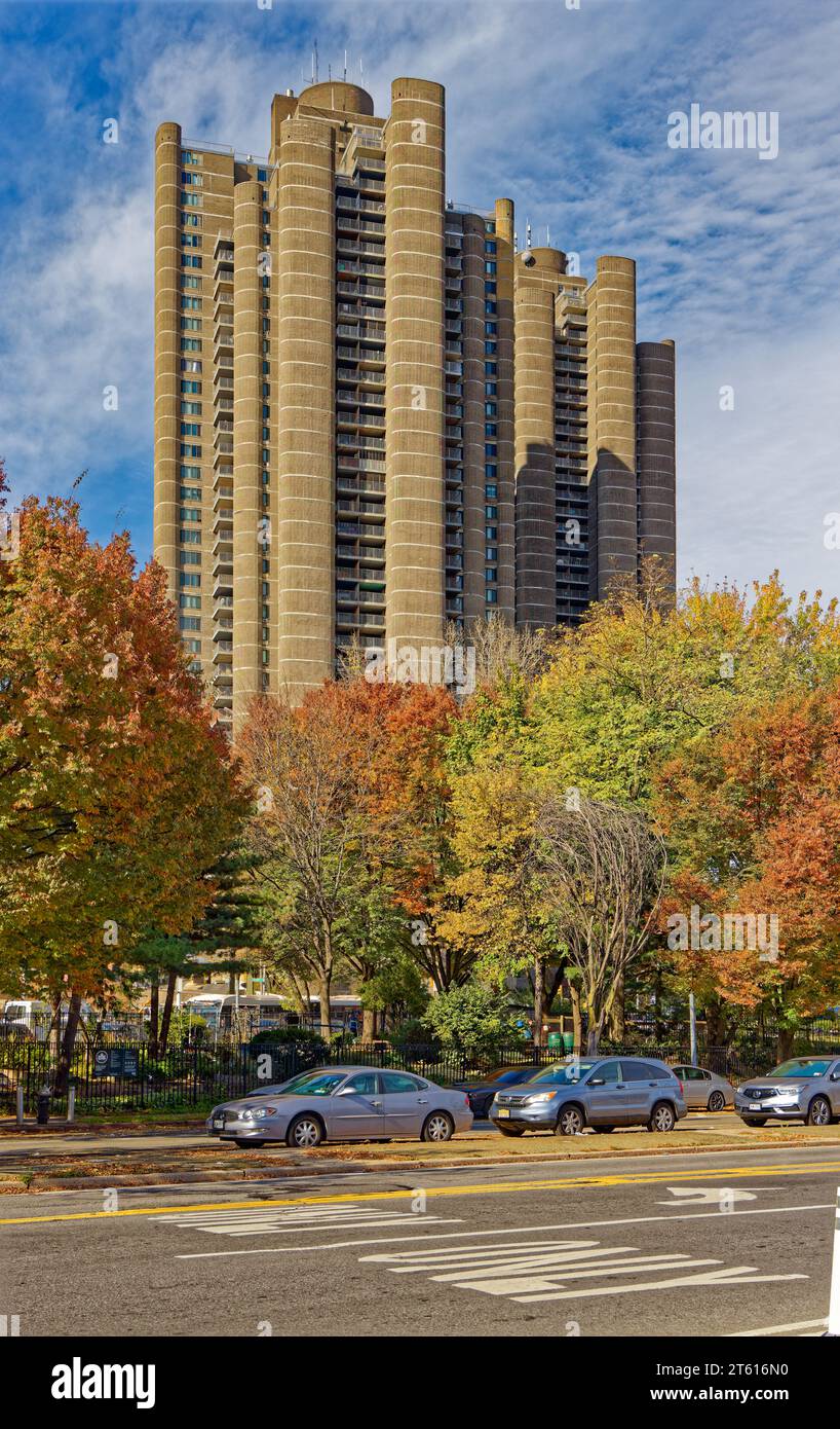 Tracey Towers are brutalist residential towers designed by Paul Rudolph