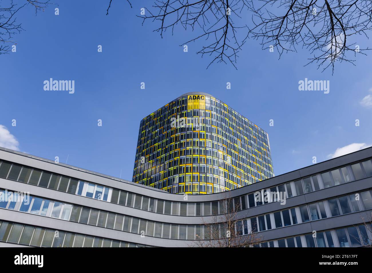 Munich, Germany - April 05, 2023: ADAC building in Munich. Object of the ADAC is to represent, promote and advocate of motoring, motorsport and touris Stock Photo
