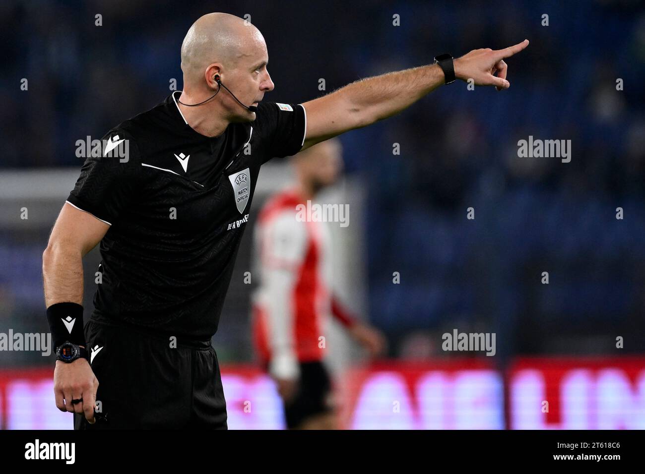 Rome, Italy. 07th Nov, 2023. Referee Szymon Marciniak of Poland gestures during the Champions League Group E football match between SS Lazio and Feyenoord at Olimpico stadium in Rome (Italy), November 7th, 2023. Credit: Insidefoto di andrea staccioli/Alamy Live News Stock Photo