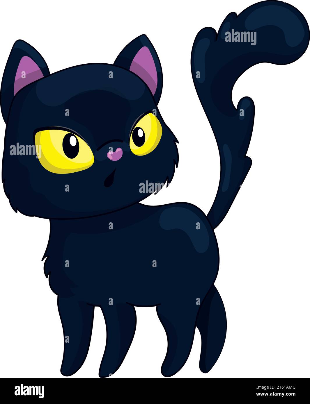 Black cat icon cute funny cartoon grumpy Vector Image