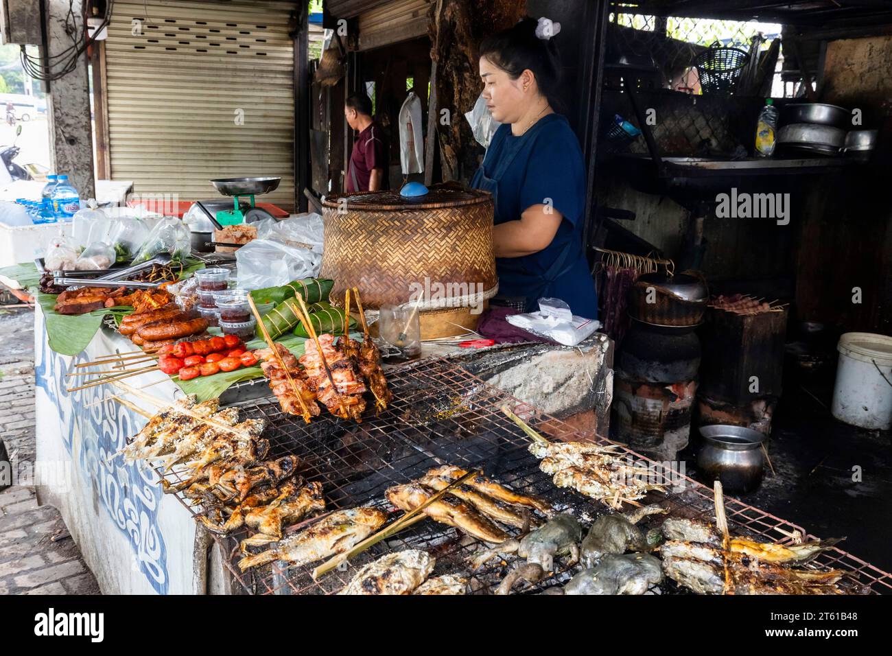 Street market, near Talat Sao, city center, Vientiane, Laos, Southeast Asia, Asia Stock Photo