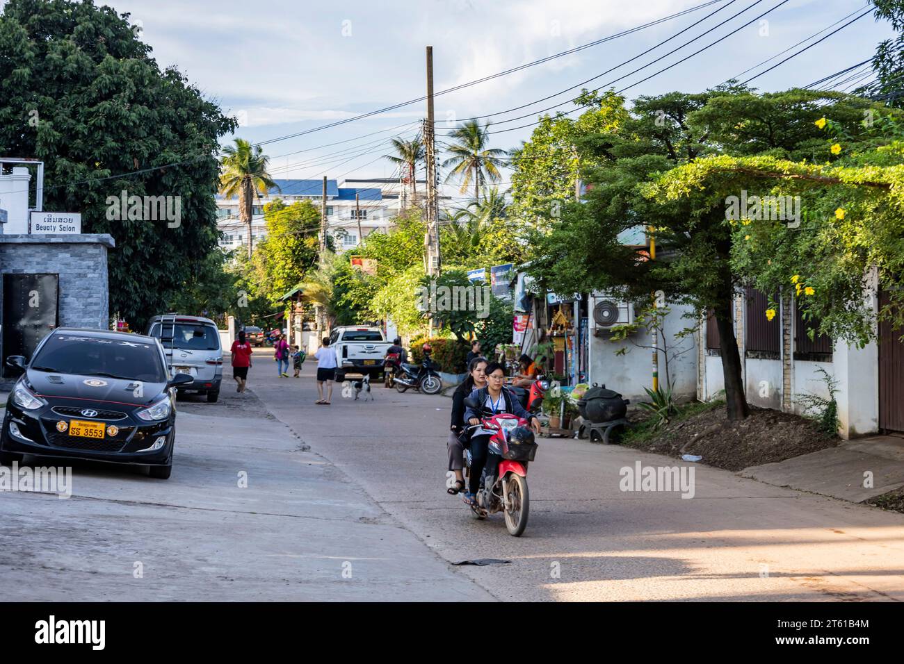 Alleyway, street of city center, Vientiane, Laos, Southeast Asia, Asia Stock Photo