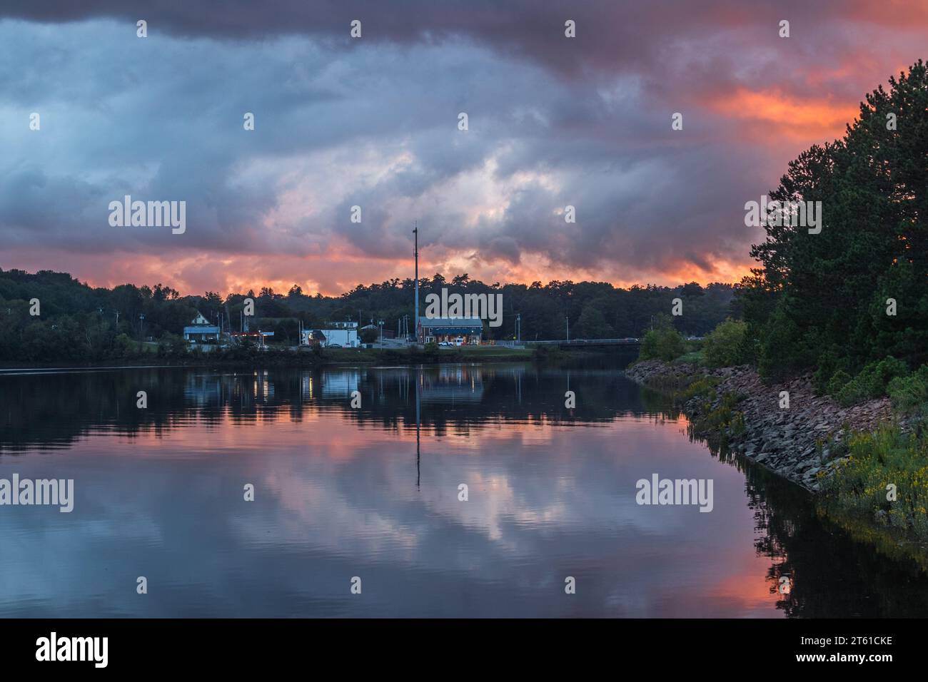 The USCanada border crossing between Maine and New Brunswick Stock