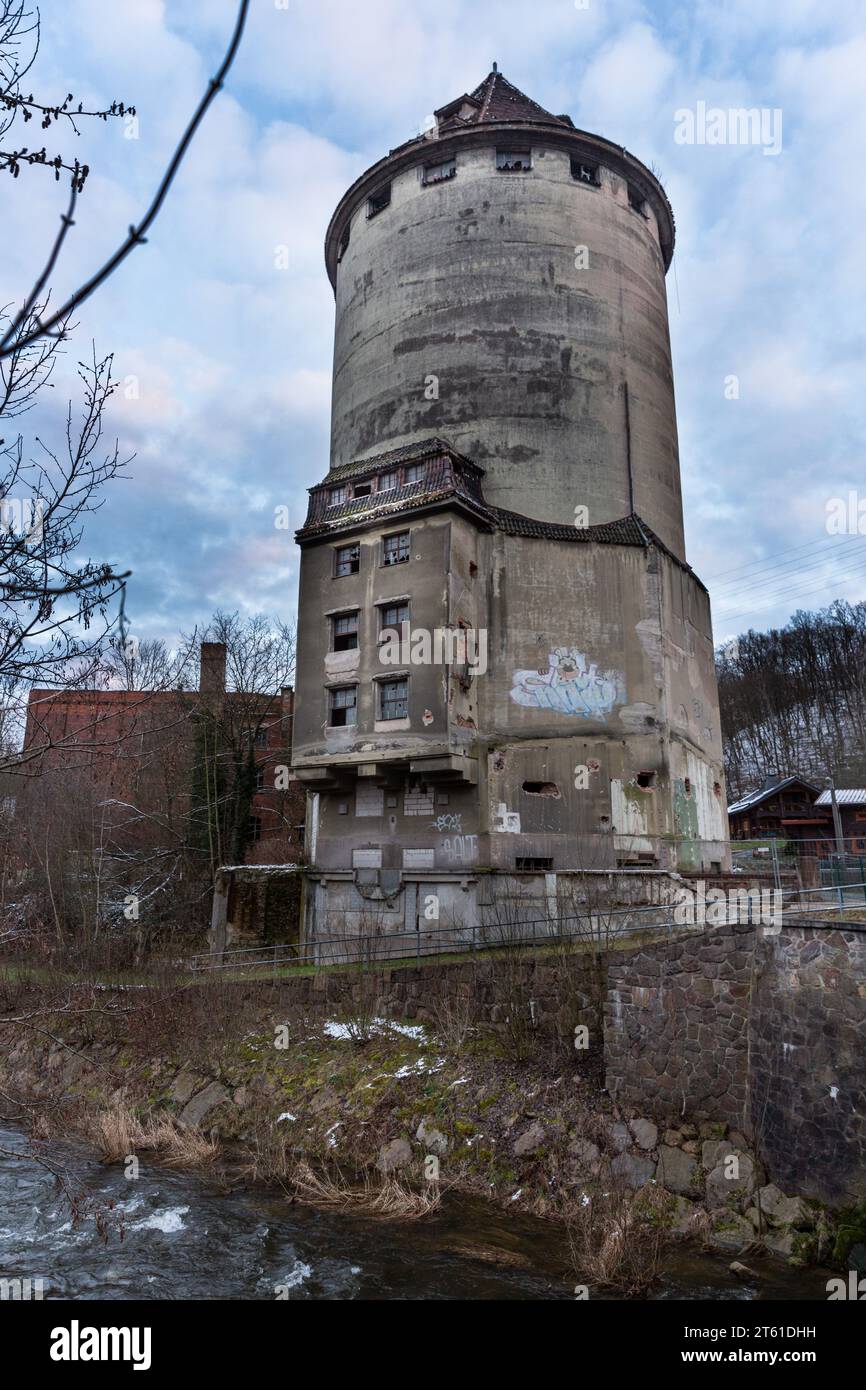 King Friedrich's Wheat Mill (Weizen Mühle), built in 1770 and disused since 1990, Dresden, Germany Stock Photo