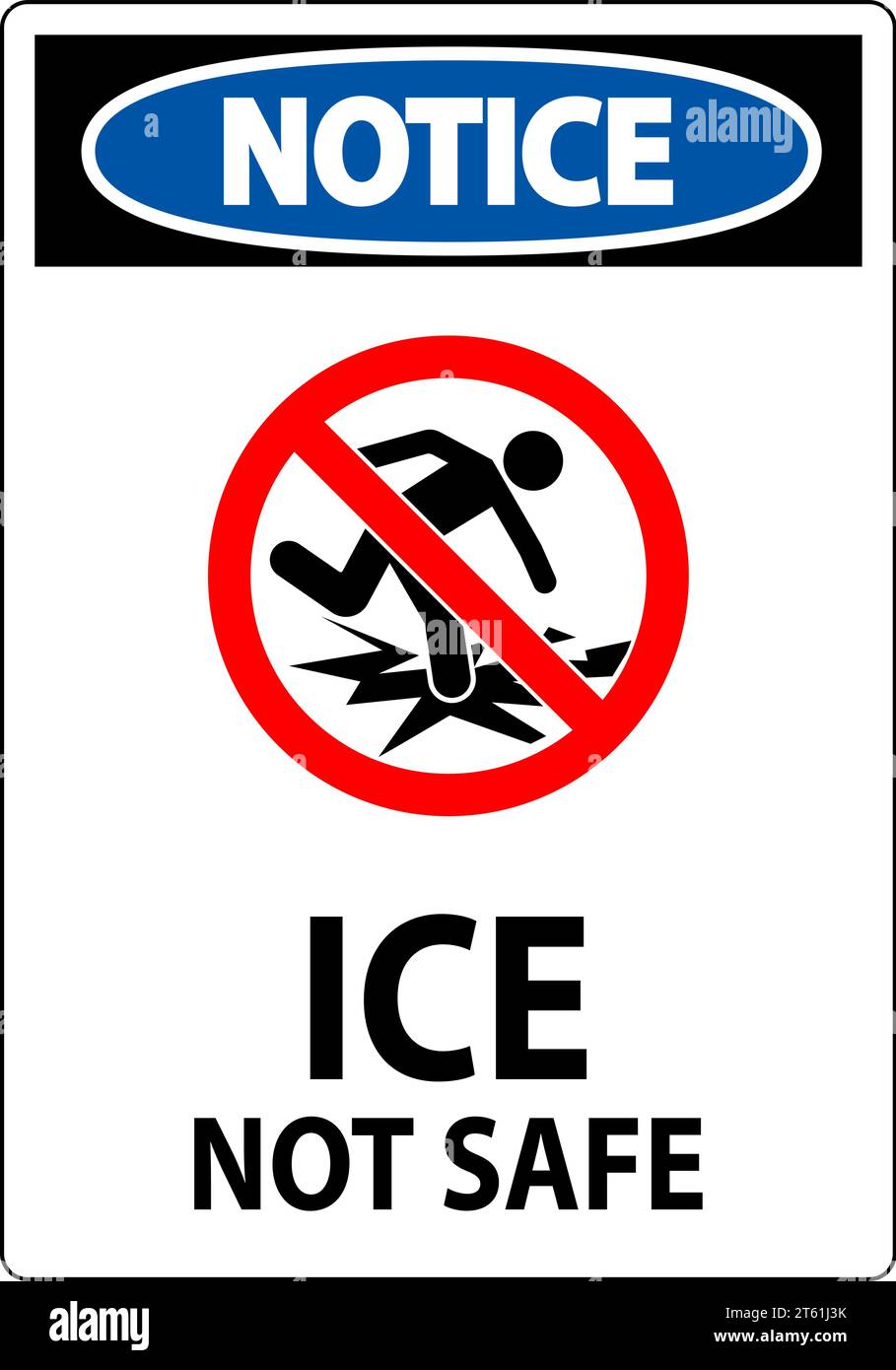 Notice Sign Ice Not Safe Stock Vector