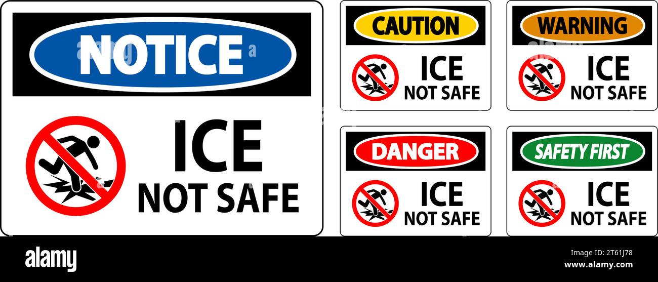 Danger Sign Ice Not Safe Stock Vector