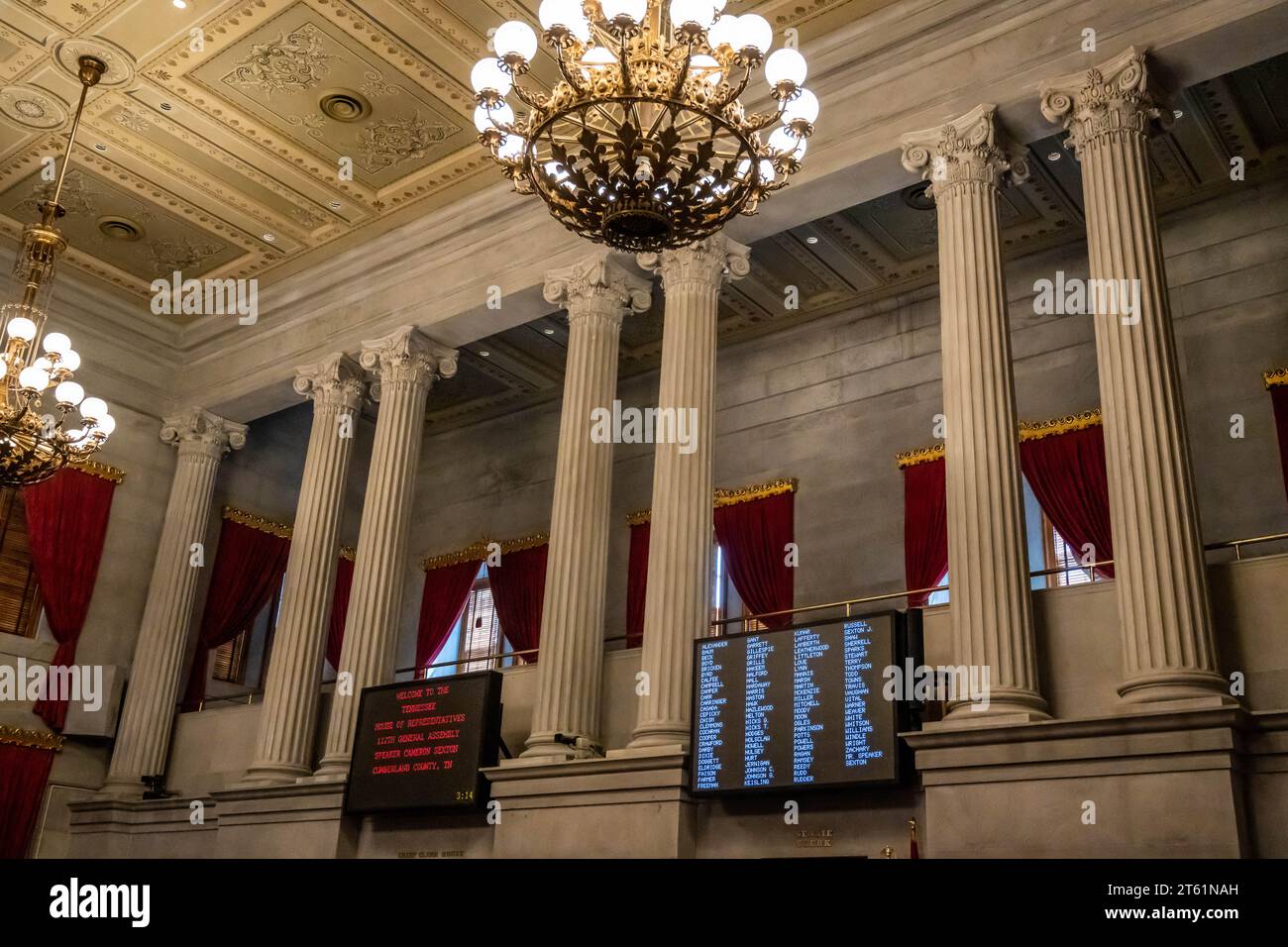 Nashville, TN, USA - July 6, 2022: The large meeting hall of House Chamber in Tennessee State Capitol Stock Photo
